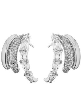 Gold plated Crystals Multi-Row Ear Climber Earrings - Women Jewelry
